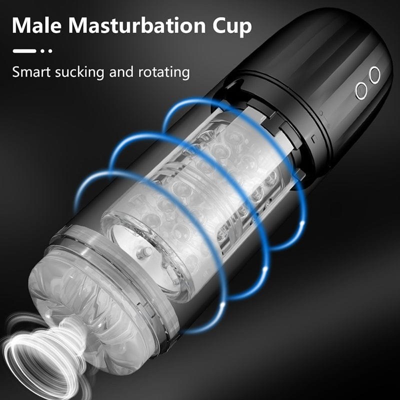 Rotating and sucking male masturbator cup, open view, photo 3