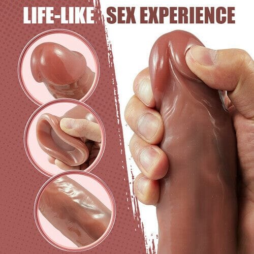 Flesh-colored realistic vibrating dildo with suction cup base, photo 6