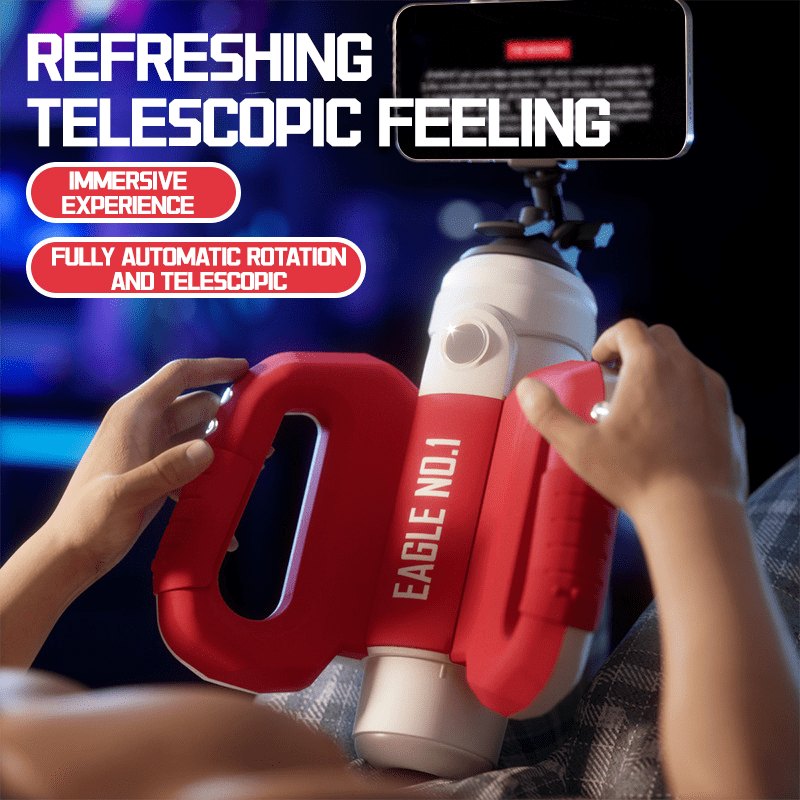 Red rotating telescopic male masturbator, photo 5
