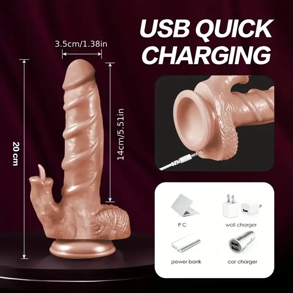 Flesh-toned TPE thrusting rotating dildo, photo 6