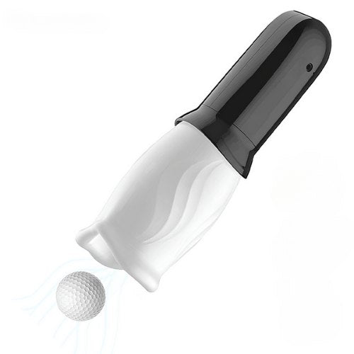 White rotating vibrating male masturbator with fish-mouth opening