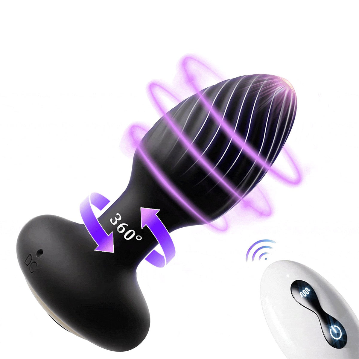 Black rotating vibrating butt plug, photo 1