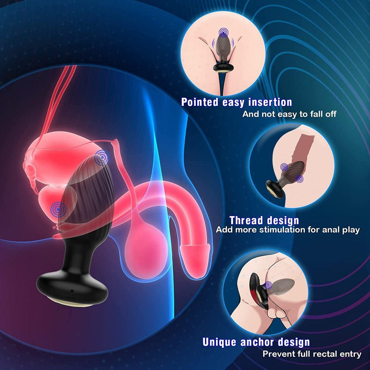 Black rotating vibrating butt plug, photo 2