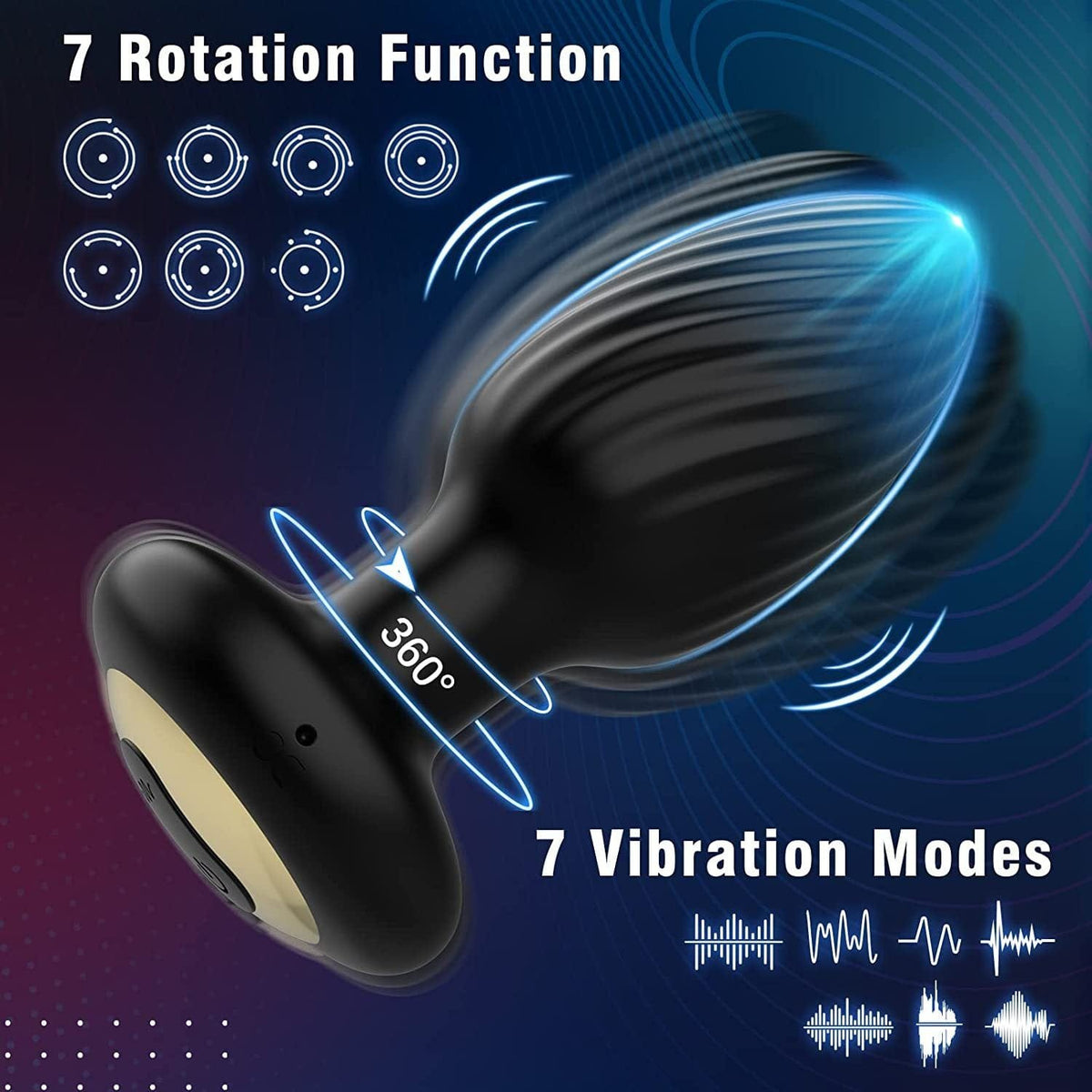 Black rotating vibrating butt plug, photo 3