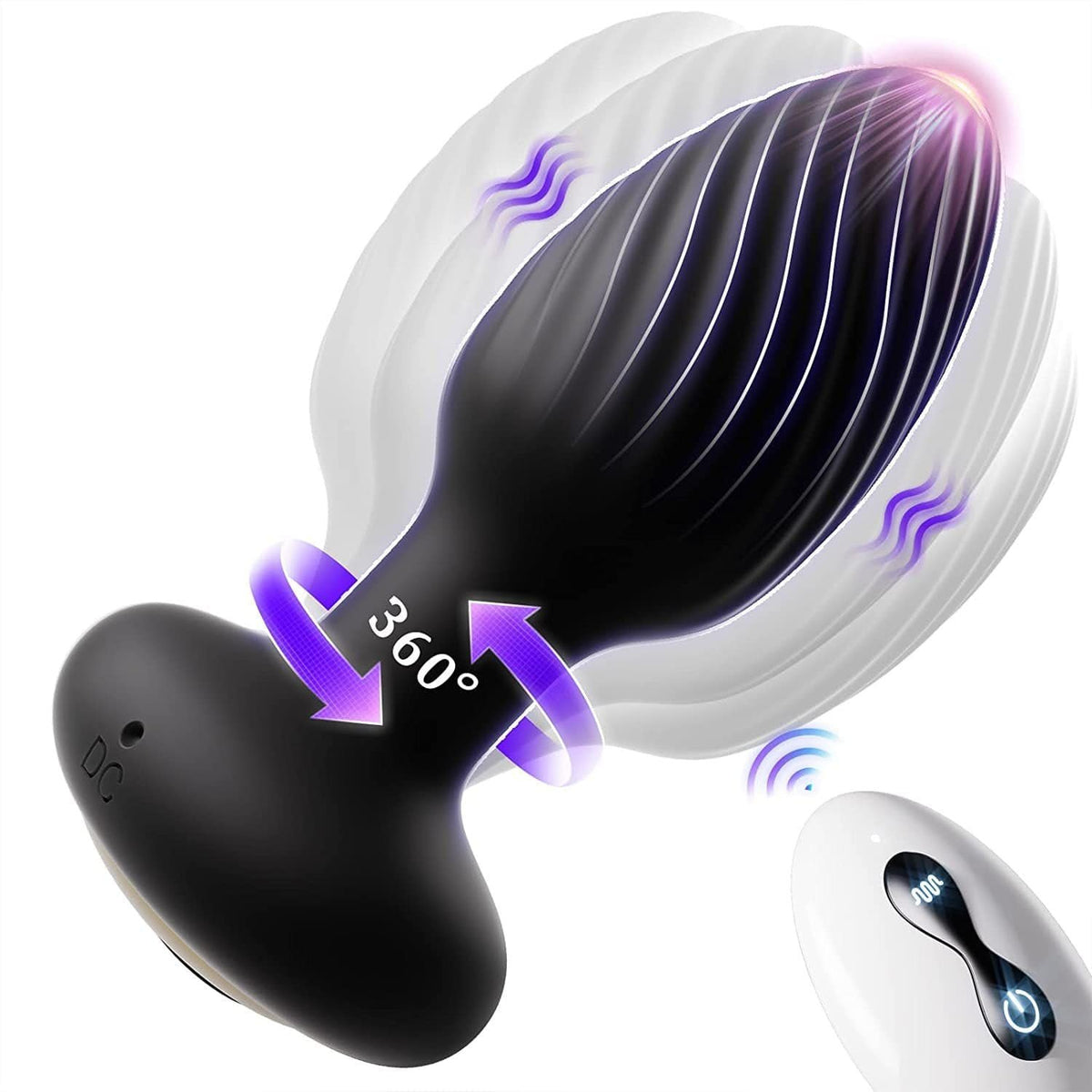 Black rotating vibrating butt plug, photo 7