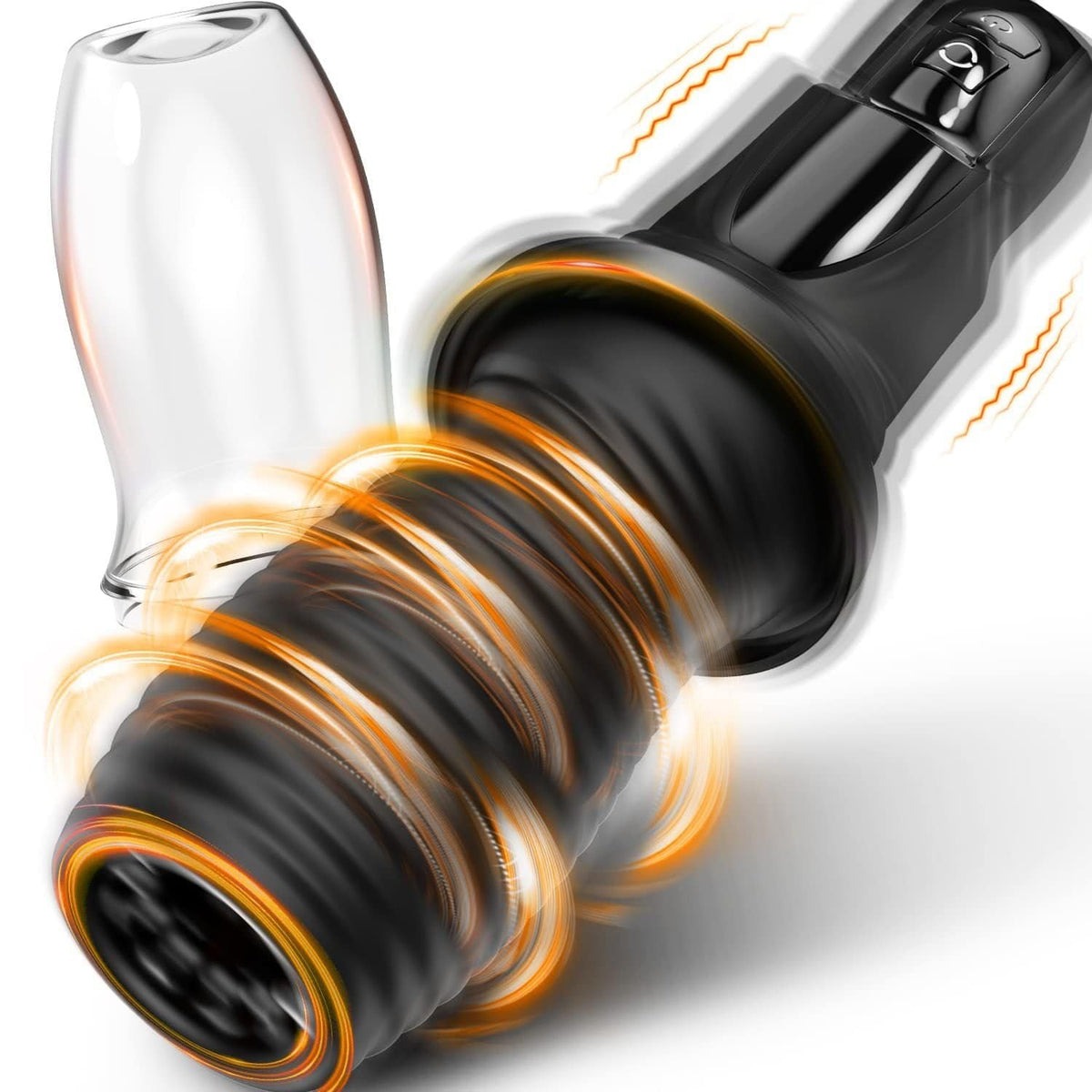 Black rotating vibrating male masturbator, photo 2