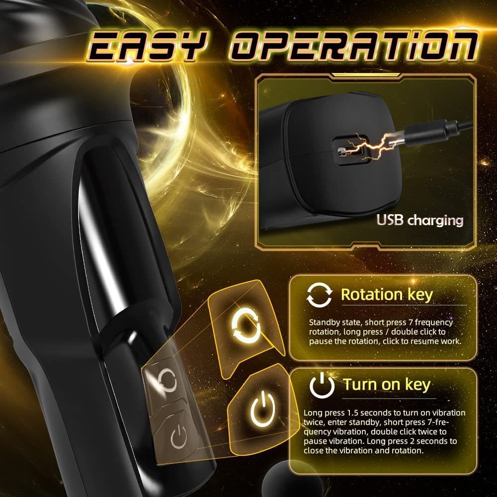 Black rotating vibrating male masturbator, photo 5