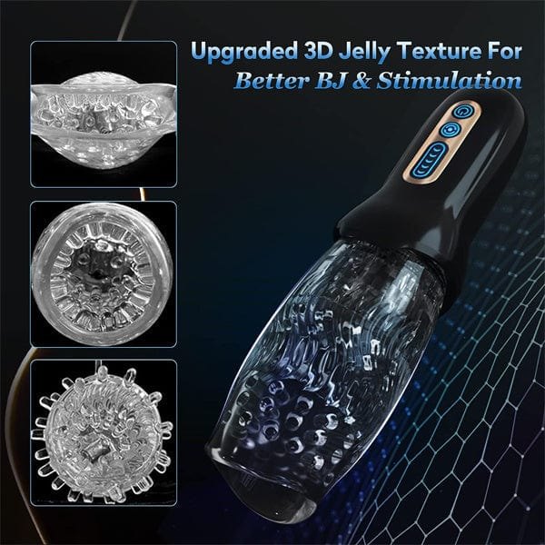 Black rotating masturbator with clear sleeve, photo 4