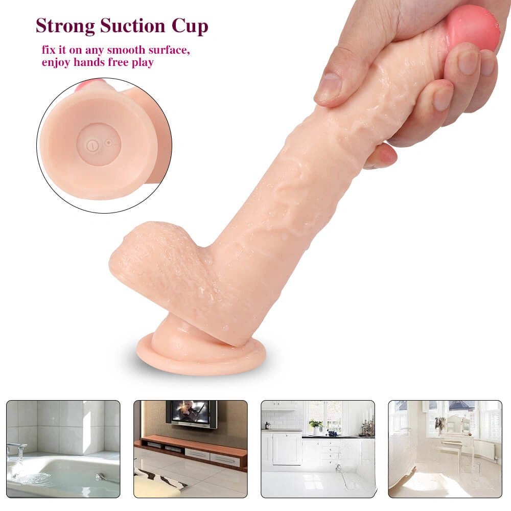 Flesh-tone rotating vibrating pvc dildo, photo 10