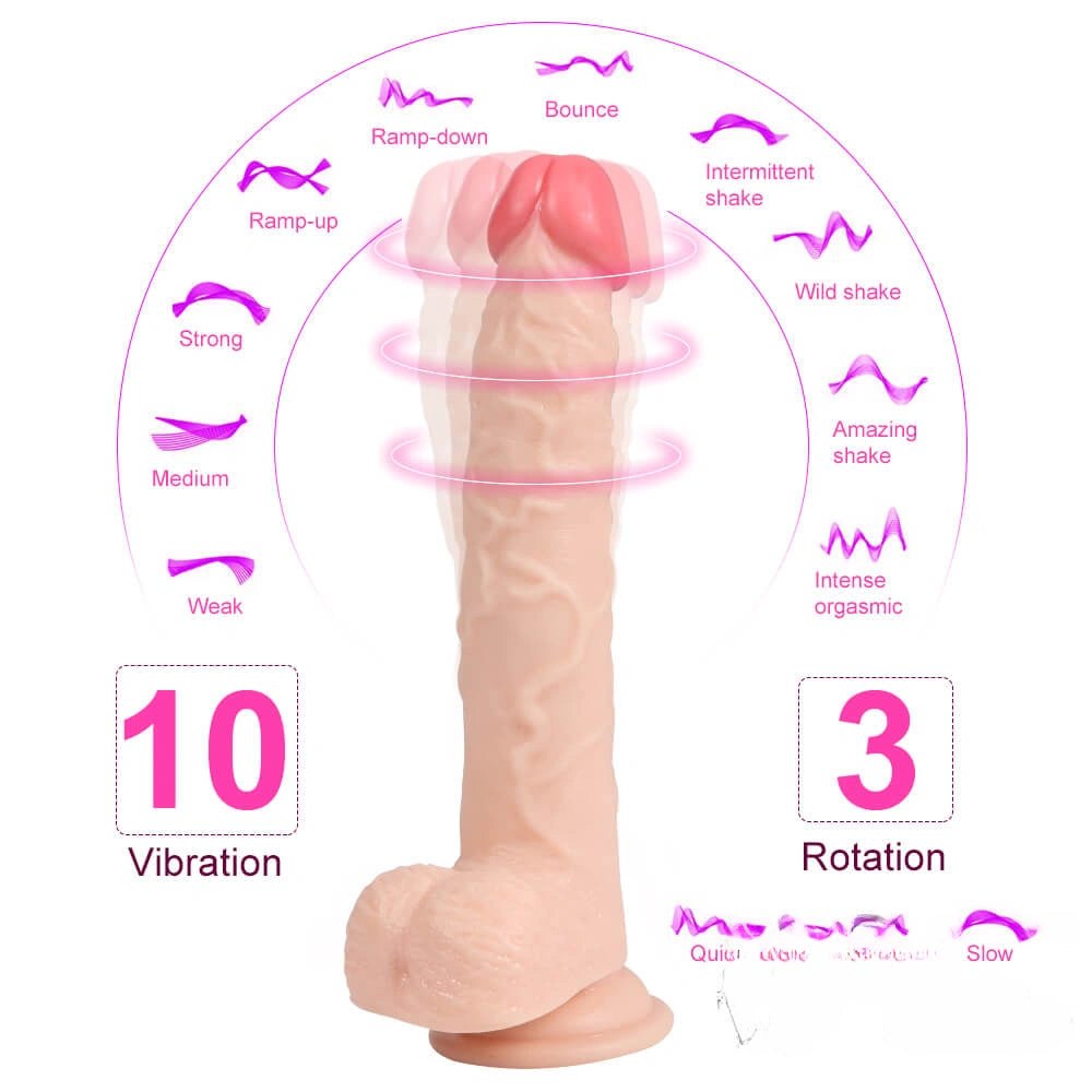 Flesh-tone rotating vibrating pvc dildo, photo 3