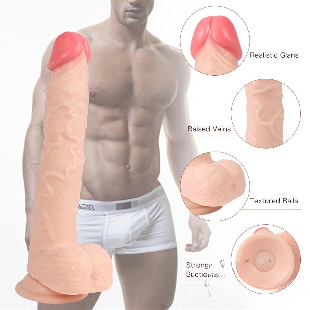 Flesh-tone rotating vibrating pvc dildo, photo 4