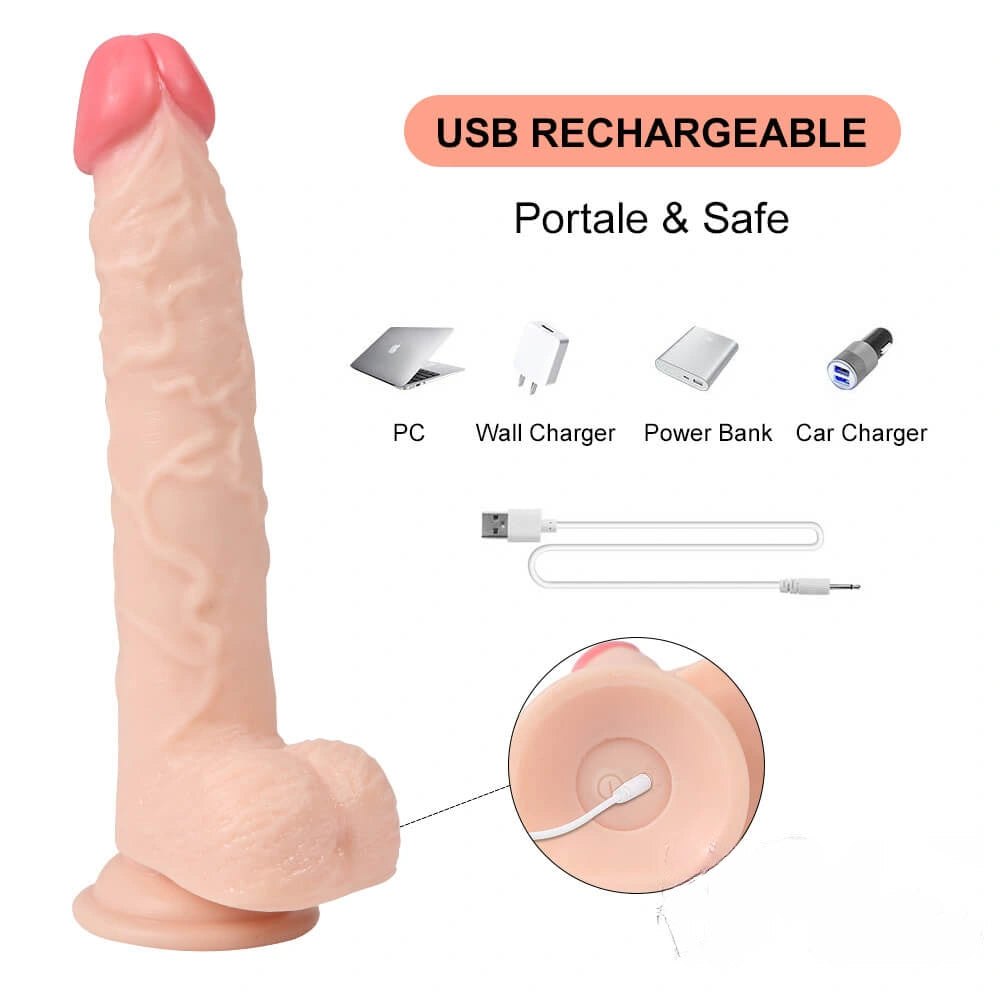 Flesh-tone rotating vibrating pvc dildo, photo 6