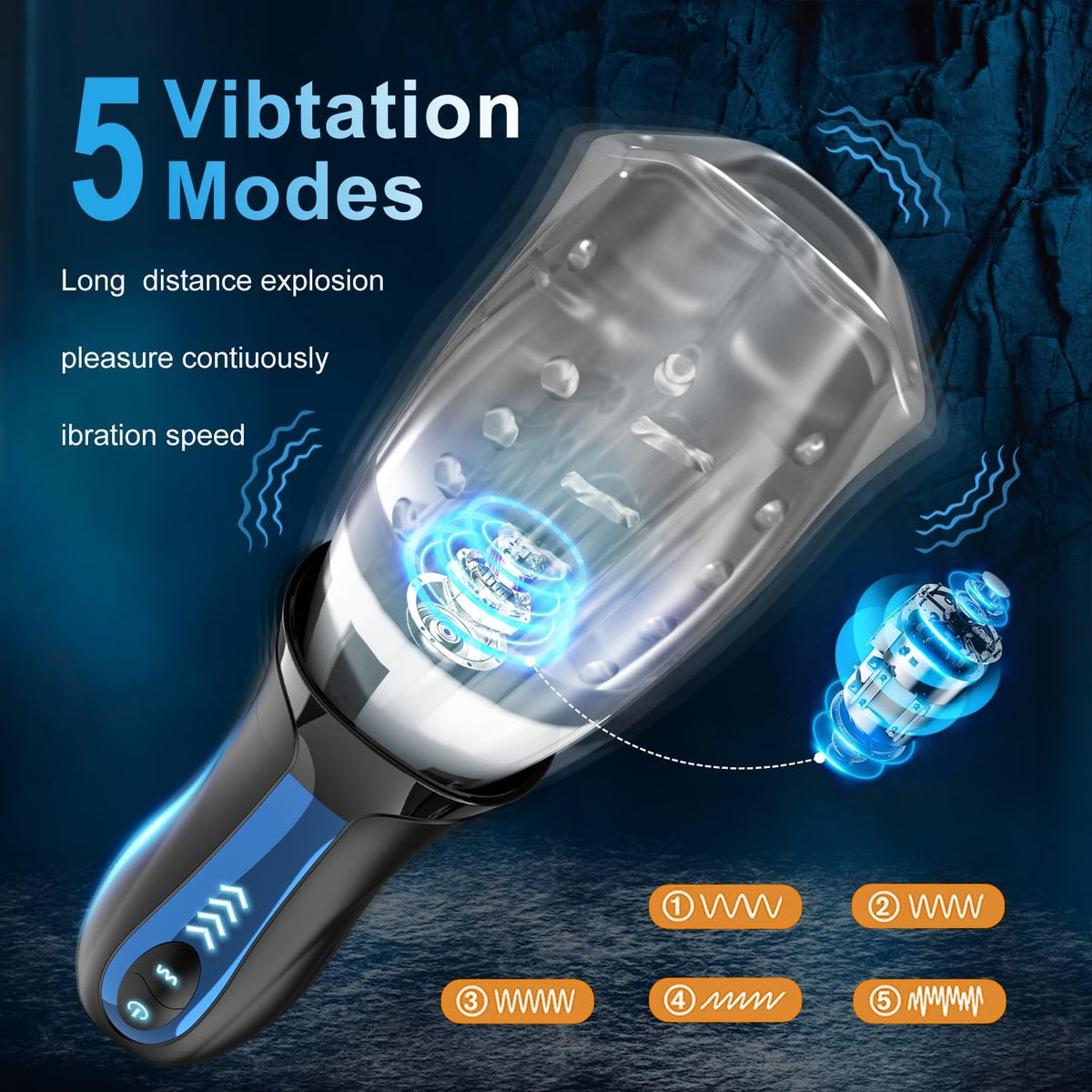 Automatic rotating vibrating male masturbator cup, photo 2