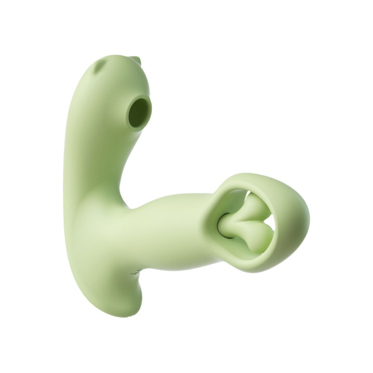 Green wearable rotating clitoral suction and g-spot vibrator