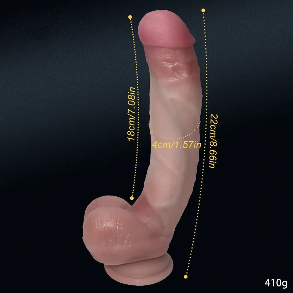 Flesh-tone curved realistic dildo with rounded head, photo 4