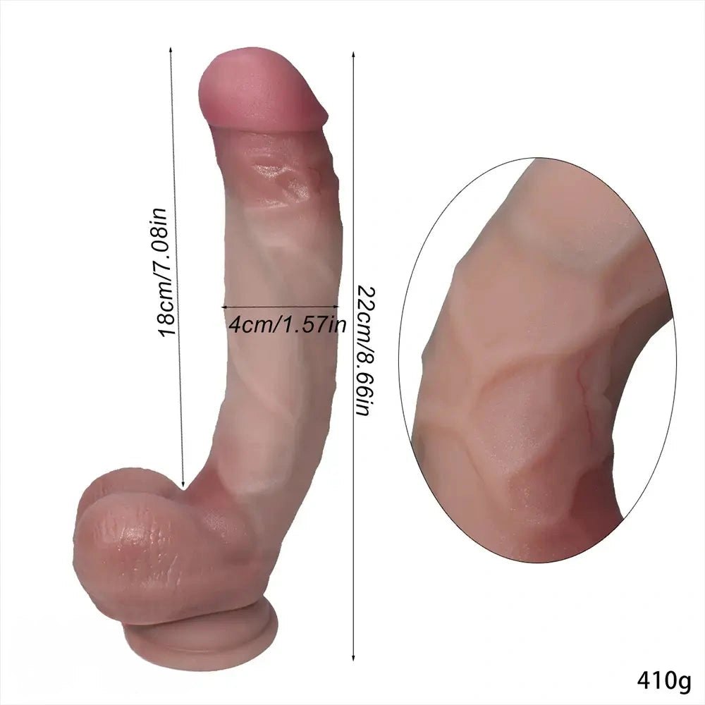 Flesh-tone curved realistic dildo with rounded head, photo 5