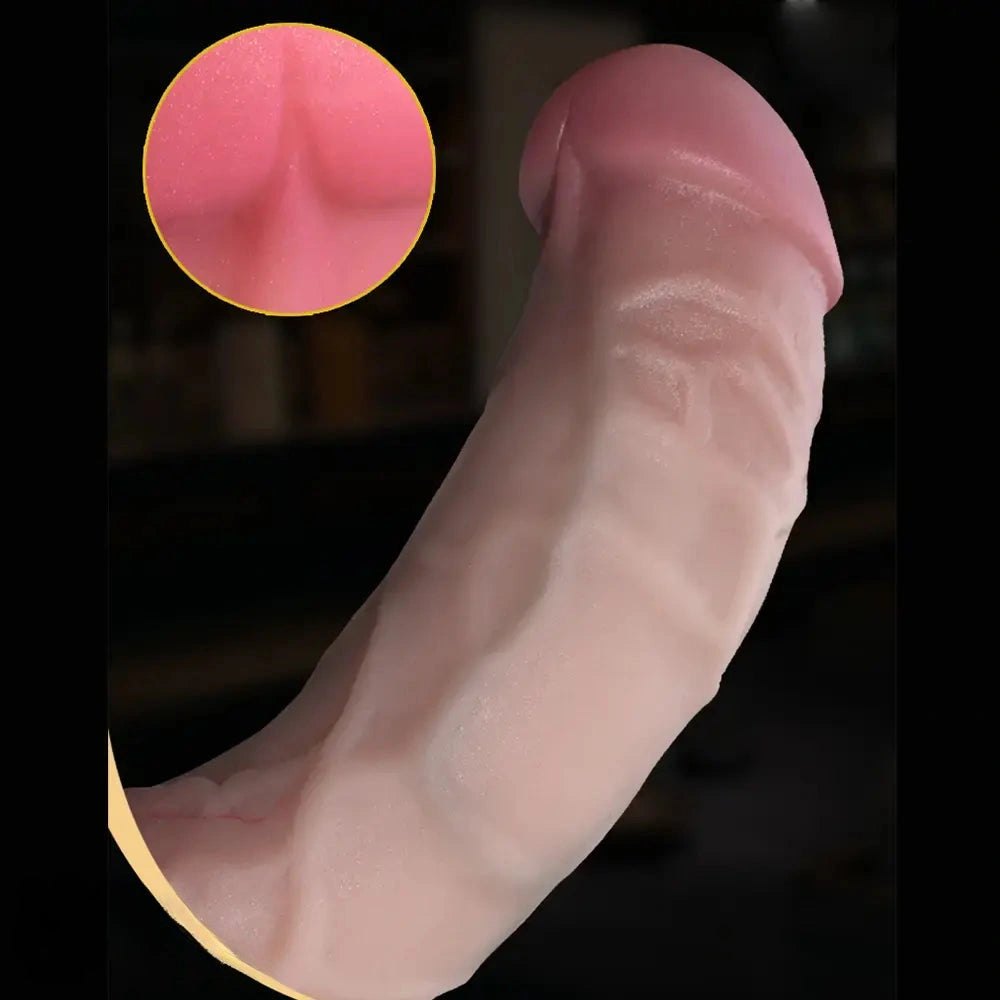 Flesh-tone curved realistic dildo with rounded head, photo 6