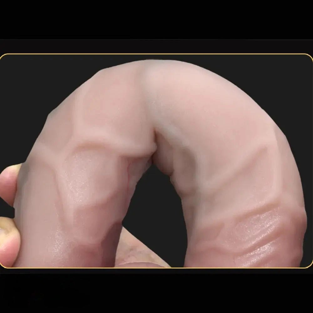 Flesh-tone curved realistic dildo with rounded head, photo 7
