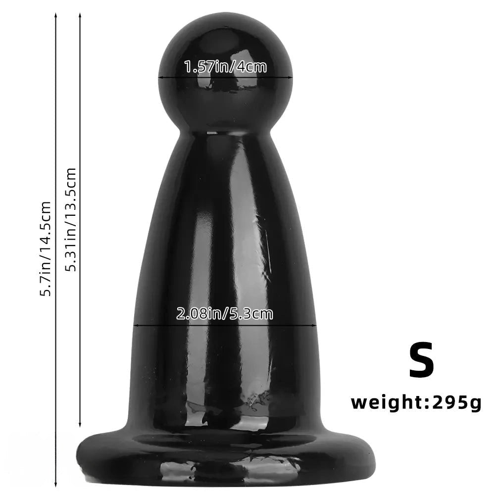 Black PVC butt plug with flared base, photo 10