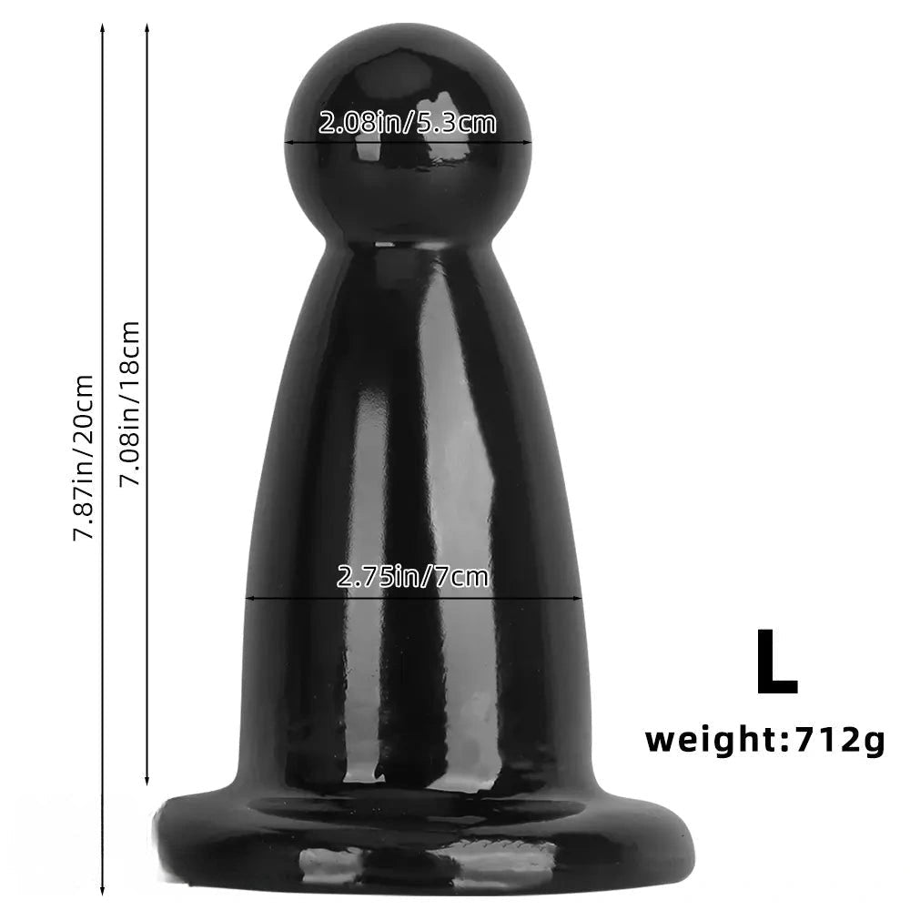 Black PVC butt plug with flared base, photo 11