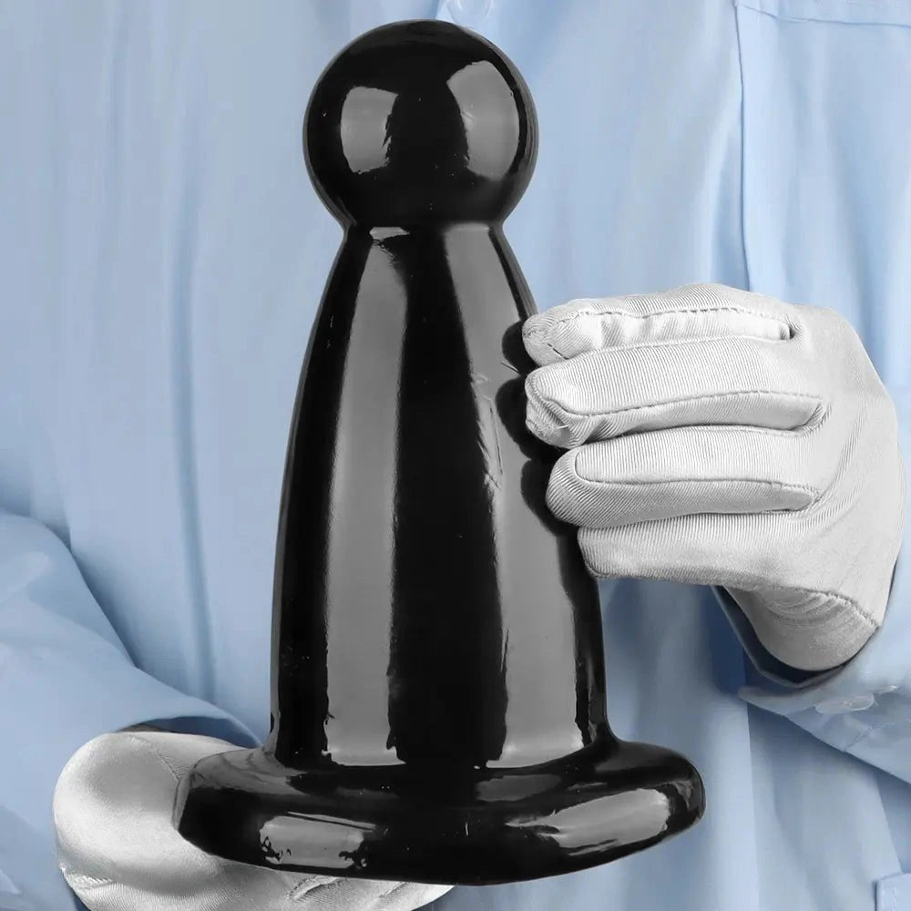 Black PVC butt plug with flared base, photo 13
