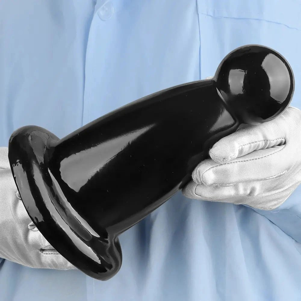 Black PVC butt plug with flared base, photo 14