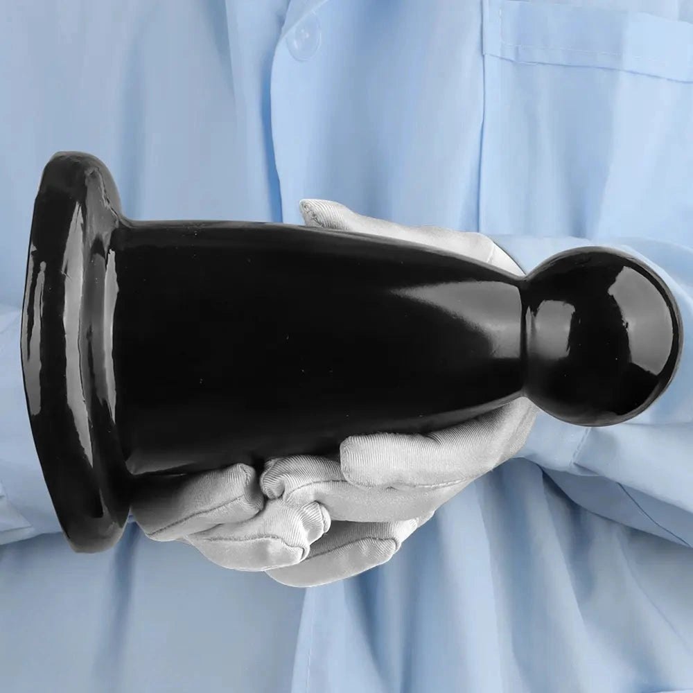 Black PVC butt plug with flared base, photo 15