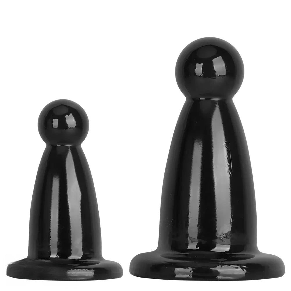 Black PVC butt plug with flared base, photo 2