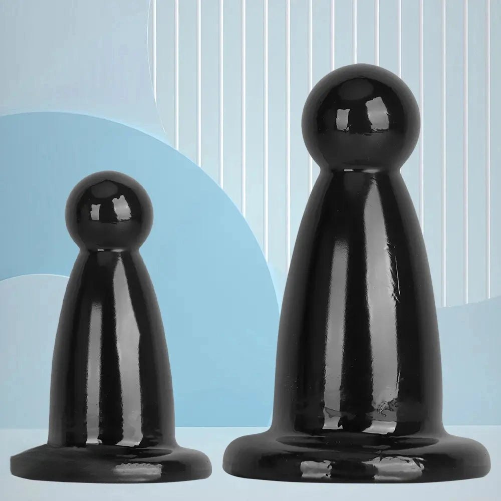 Black PVC butt plug with flared base, photo 3