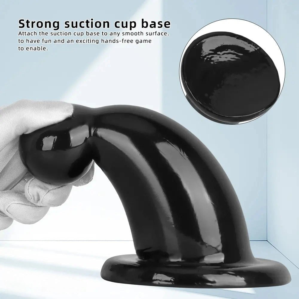 Black PVC butt plug with flared base, photo 6