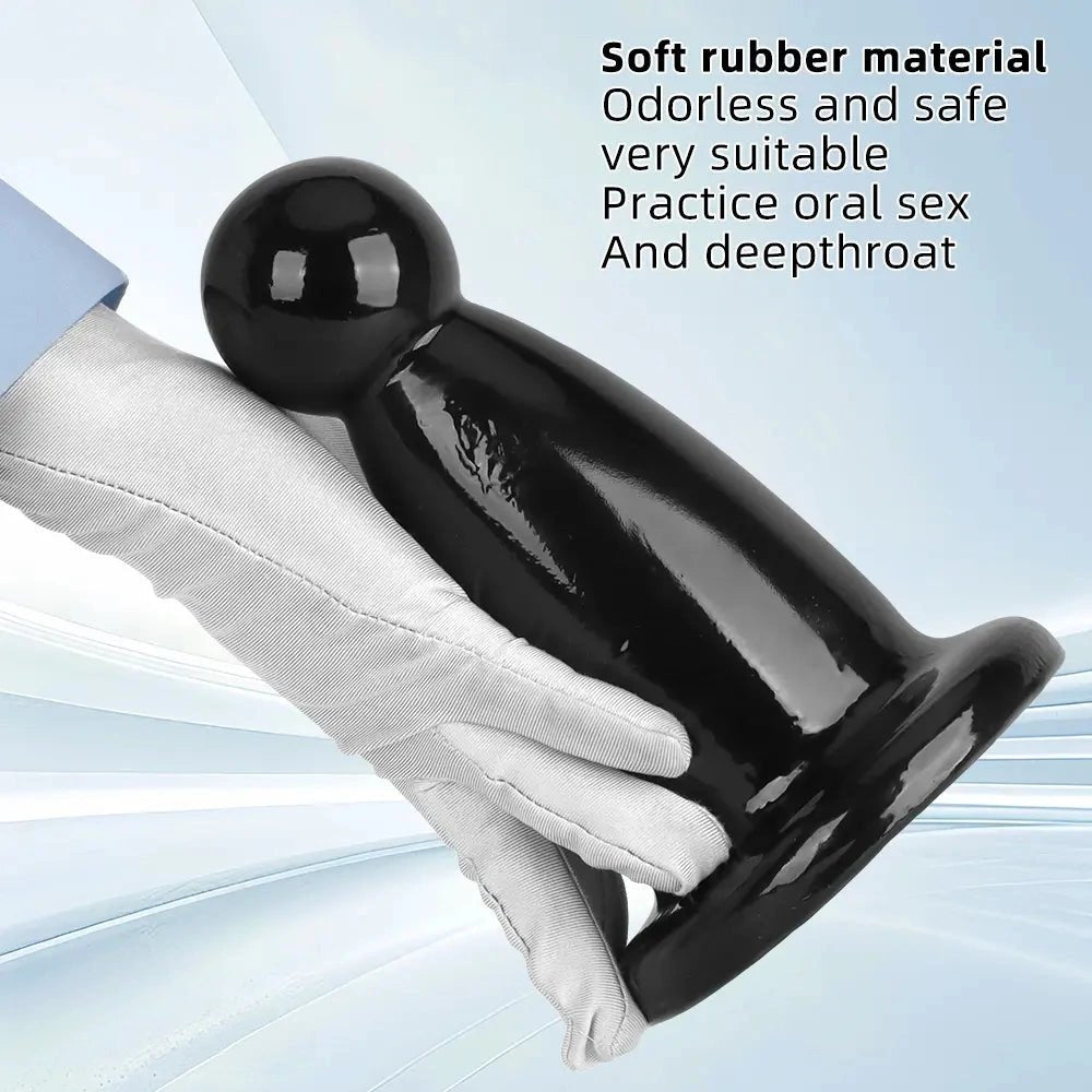 Black PVC butt plug with flared base, photo 7