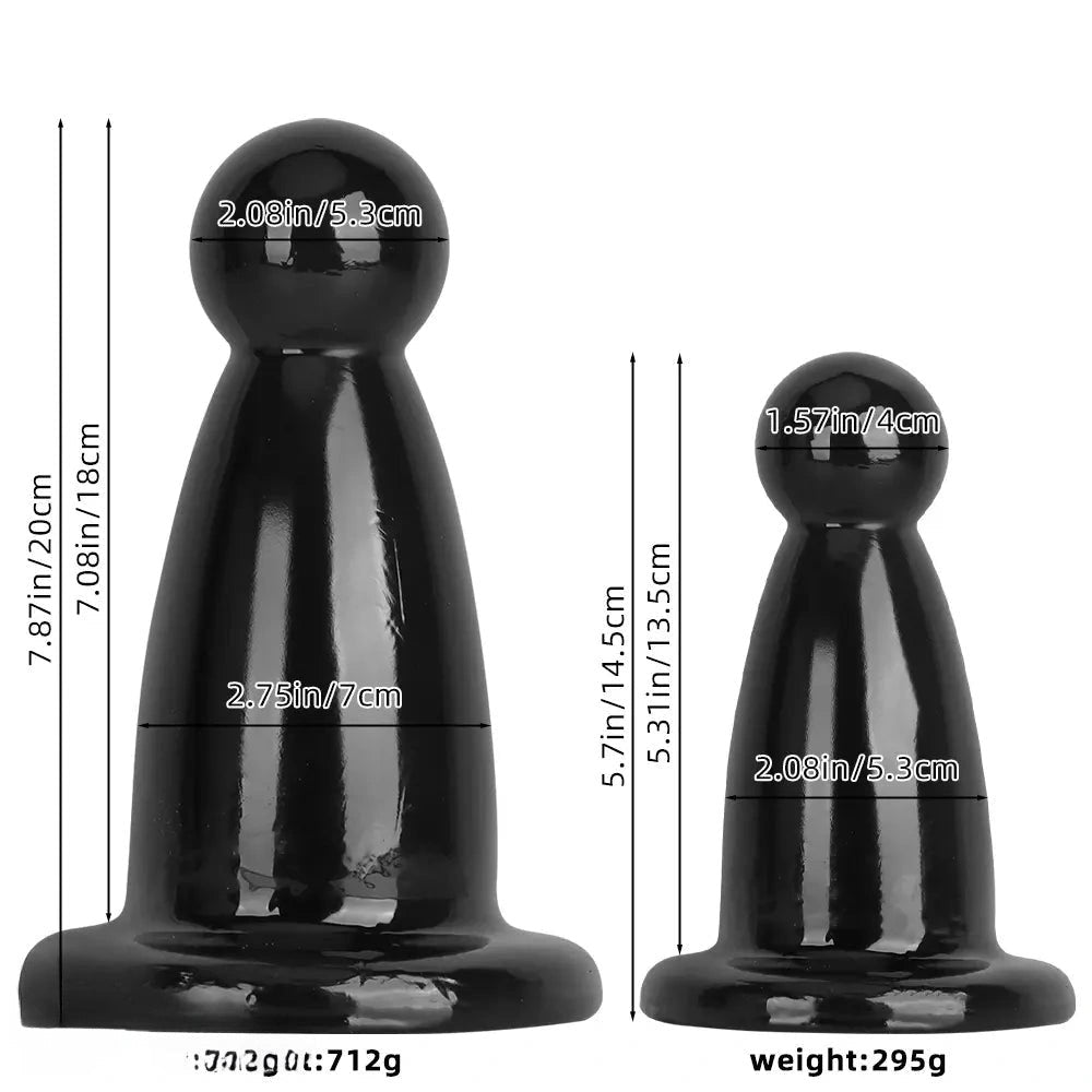 Black PVC butt plug with flared base, photo 9