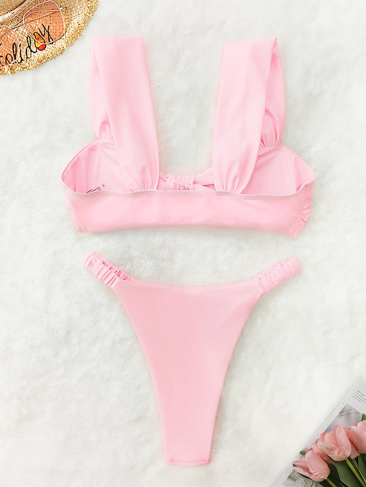 Ruched bust high cut bikini swimsuit set, photo 3