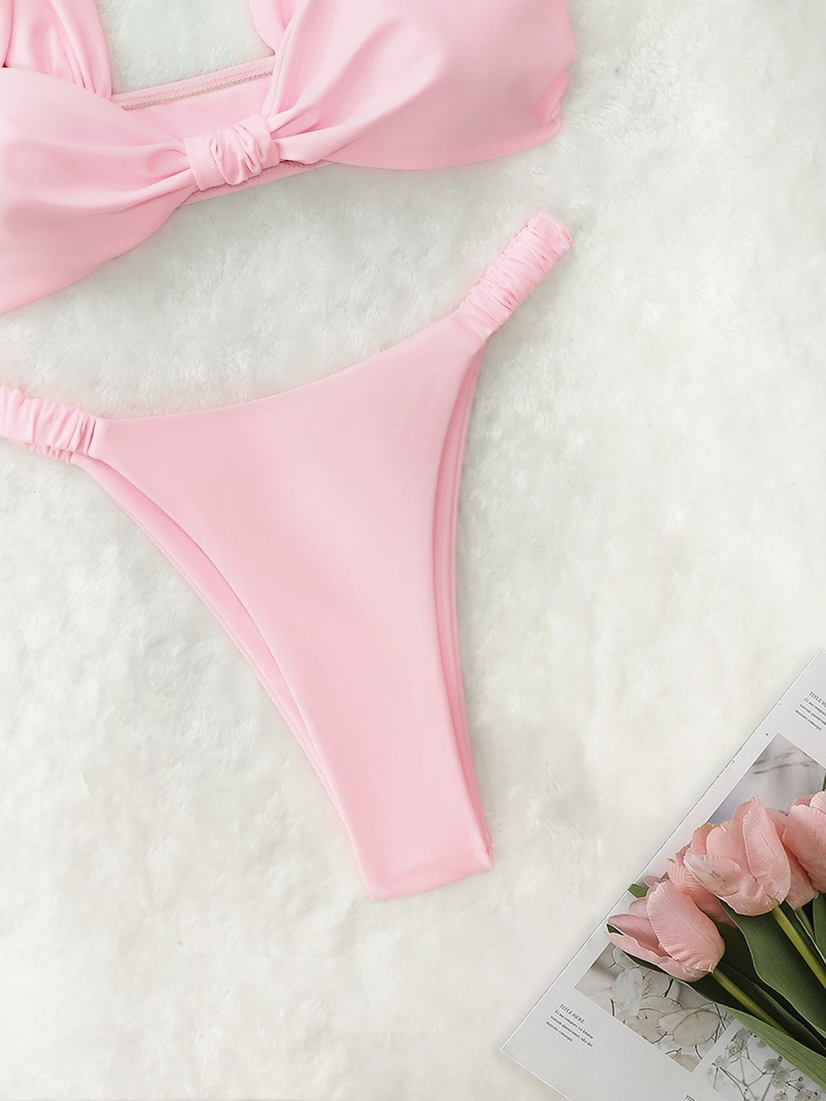 Ruched bust high cut bikini swimsuit set, photo 5