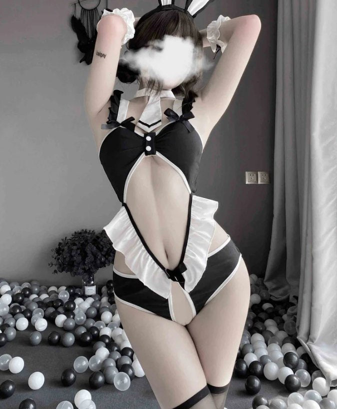 Ruffle cutout maid roleplay bodysuit, photo 4