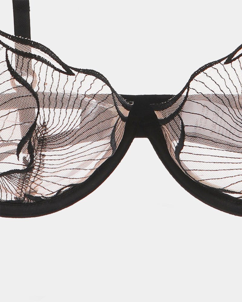 Ruffle strap embroidered mesh bra panty set, photo 8