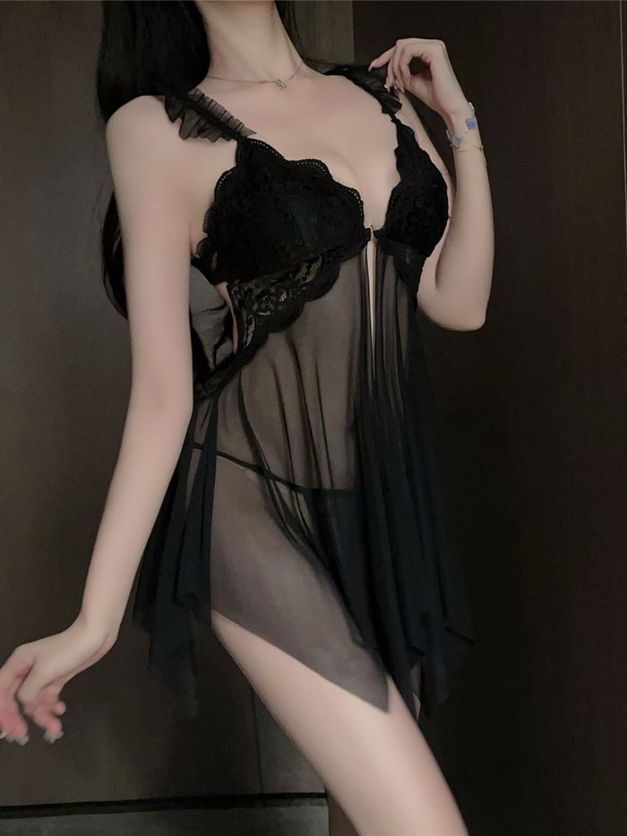 Ruffled lace suspender babydoll, photo 2