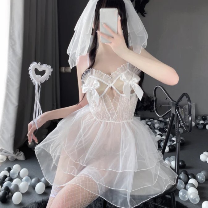 Ruffled open cup lace babydoll, photo 1