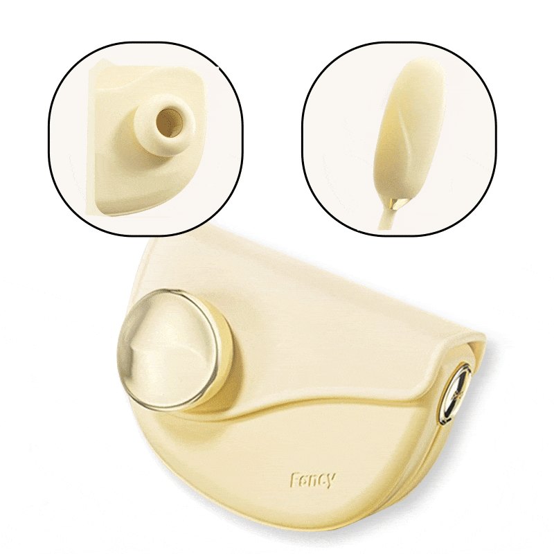 Yellow saddle bag shaped clitoral suction vibrator, photo 1