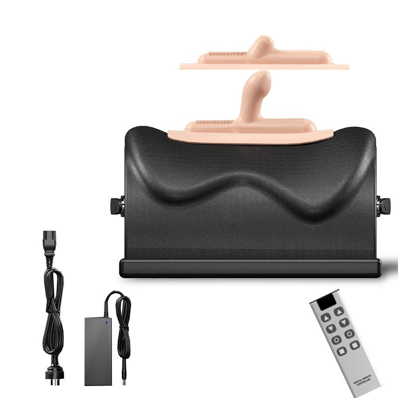 Flesh-colored headgear (remote control version) black saddle chair vibrating sex machine with thrusting attachment