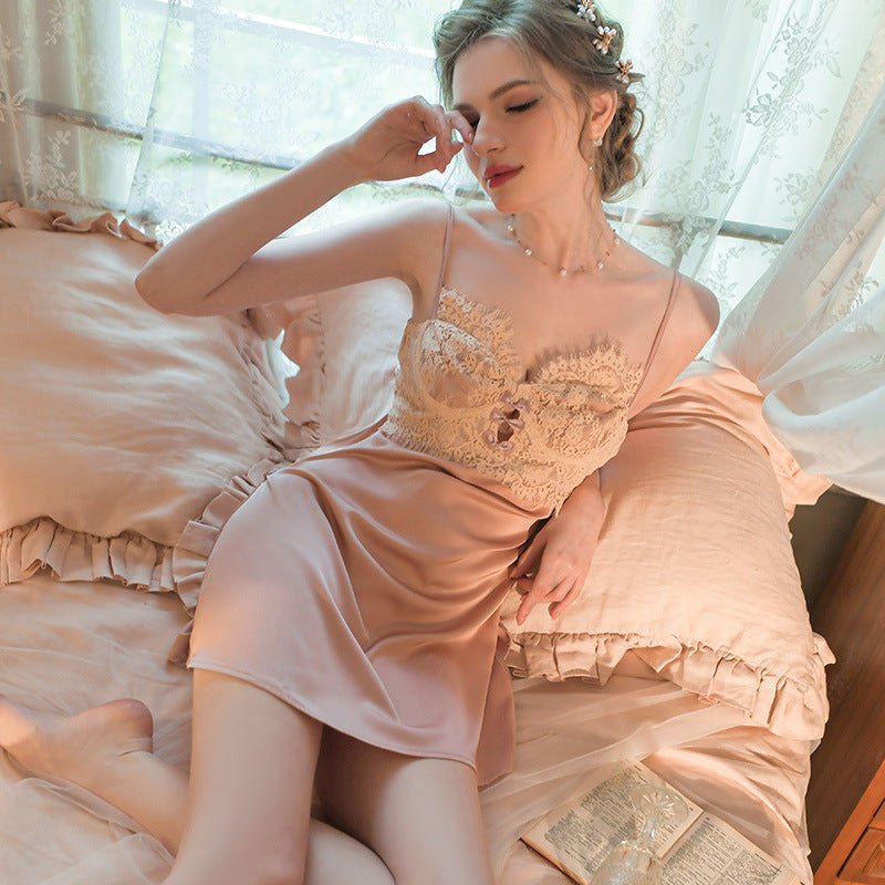 Satin lace camisole nightgown with robe, photo 2