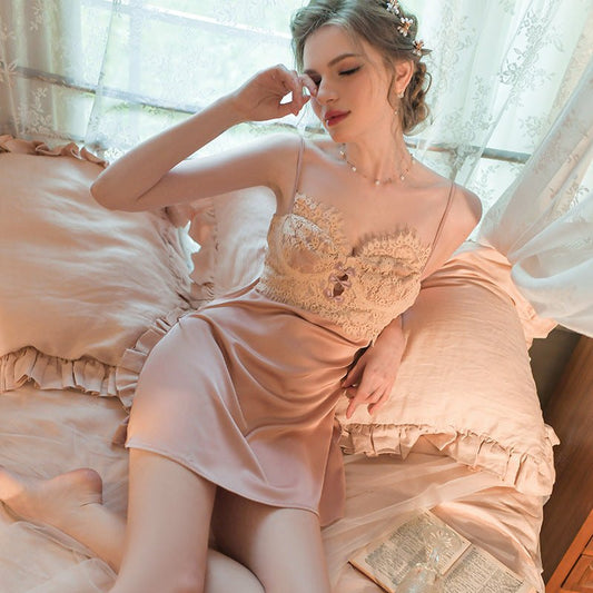 Satin lace camisole nightgown with robe, photo 2