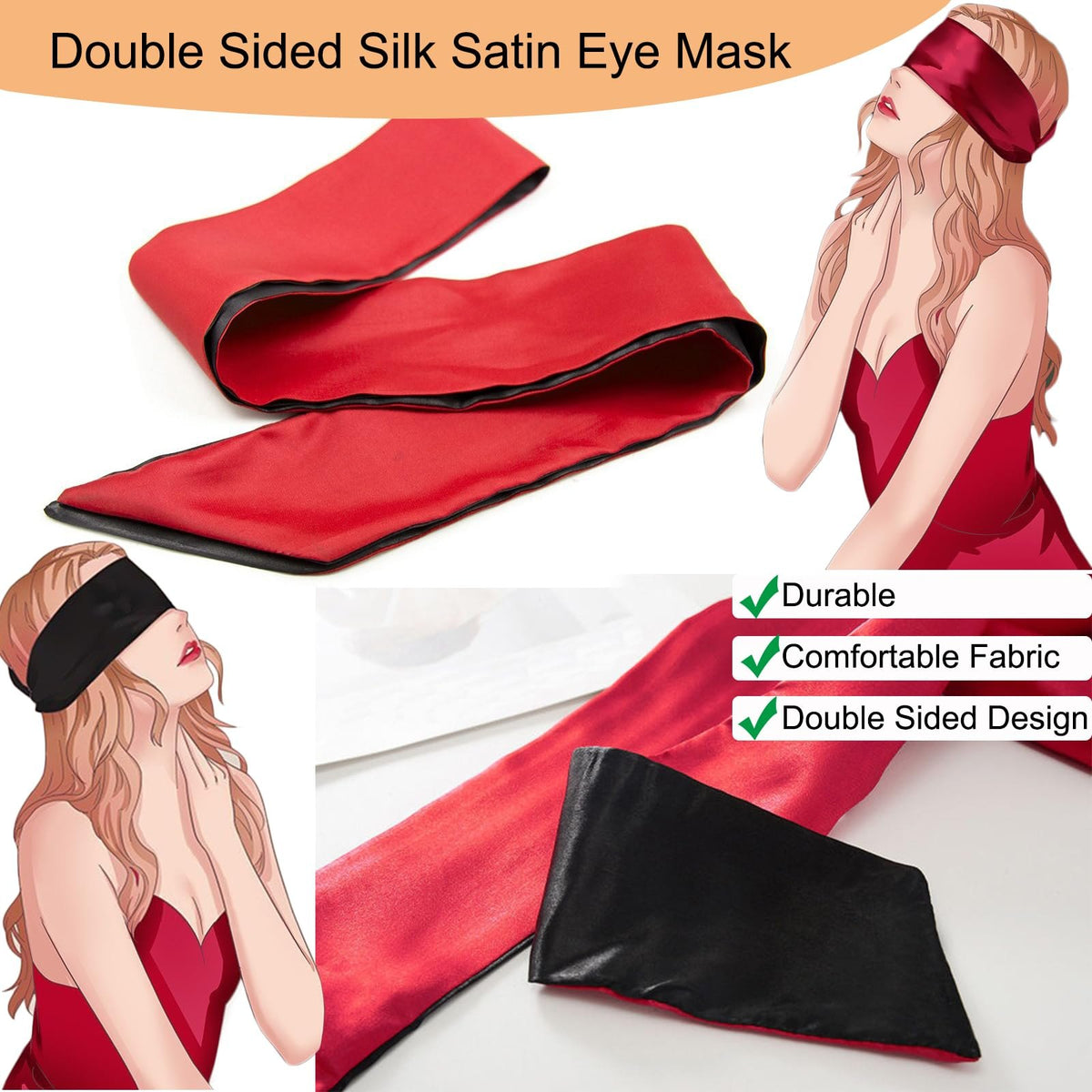 Two-tone satin ribbon tie blindfold, photo 2