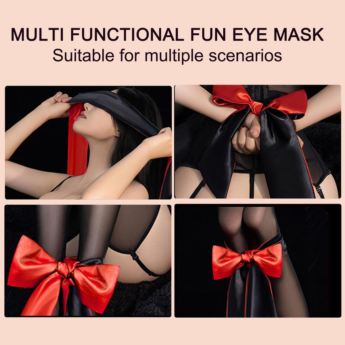 Two-tone satin ribbon tie blindfold, photo 3