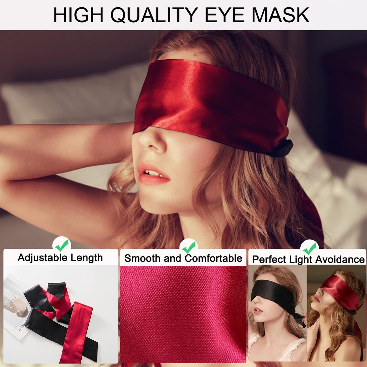 Two-tone satin ribbon tie blindfold, photo 4