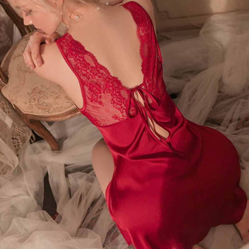 Satin slit slip chemise dress, photo 6