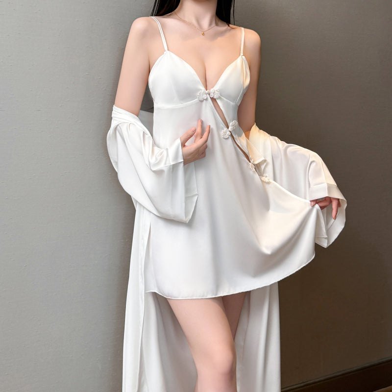 Satin v neck keyhole slip cami nightgown, photo 4