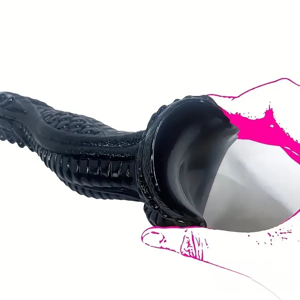 Black scaled dragon fantasy dildo, photo 2