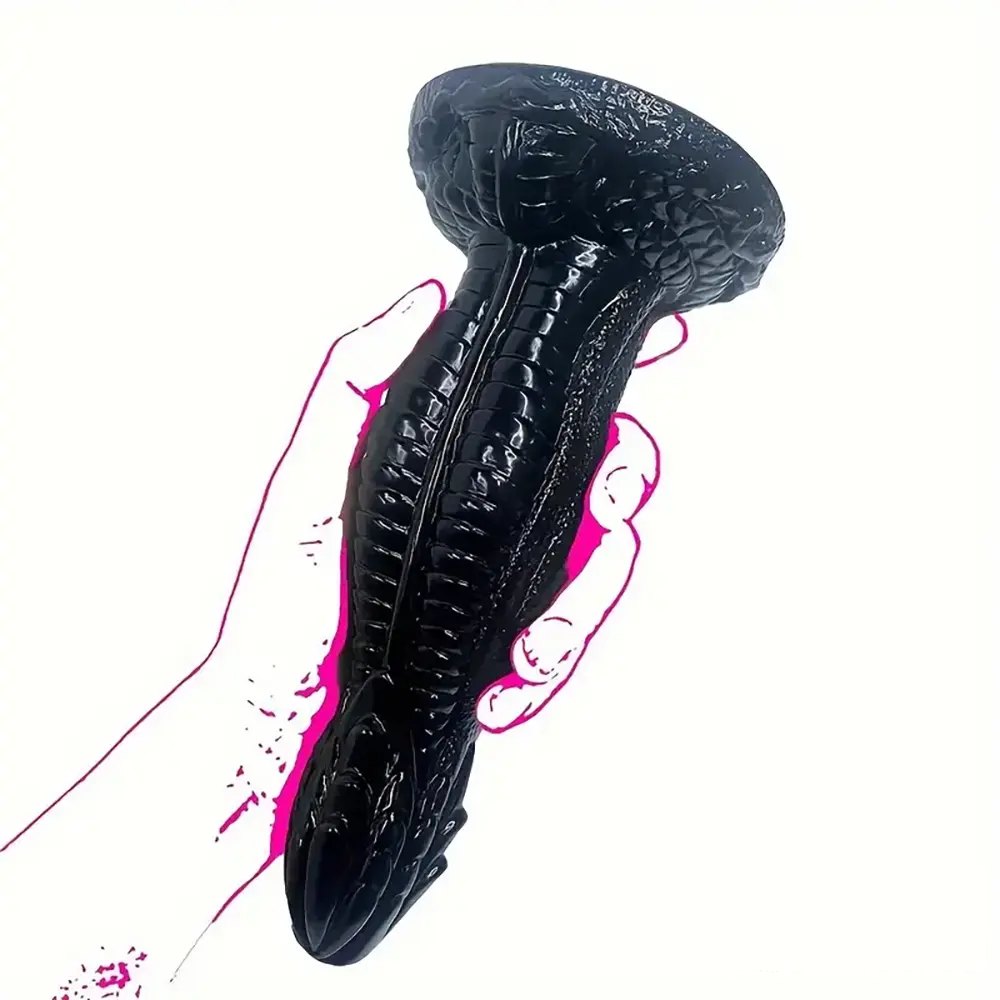 Black scaled dragon fantasy dildo, photo 3
