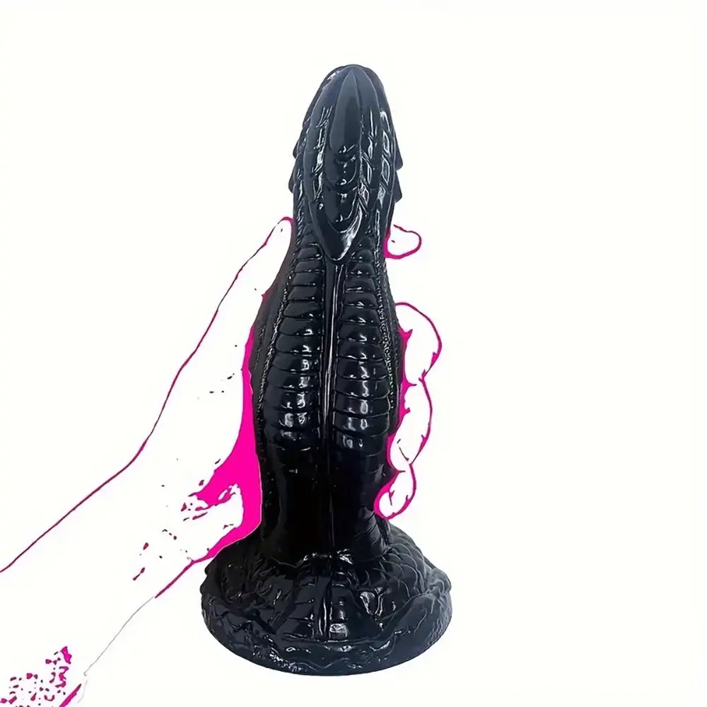 Black scaled dragon fantasy dildo, photo 4